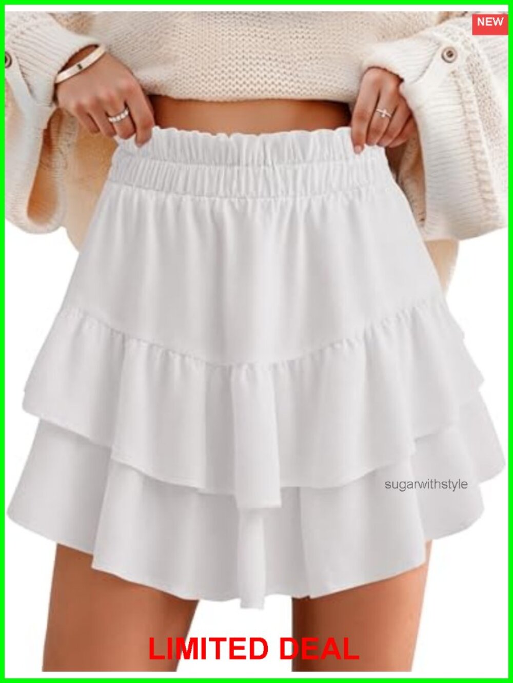 Flowy Ruffle Skort High Waisted Skirt Shorts with Pockets